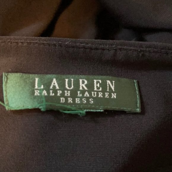 Lauren Ralph Lauren Ruched Midi Dress Black Long Sleeves Calf Length Size 10 - Picture 5 of 7